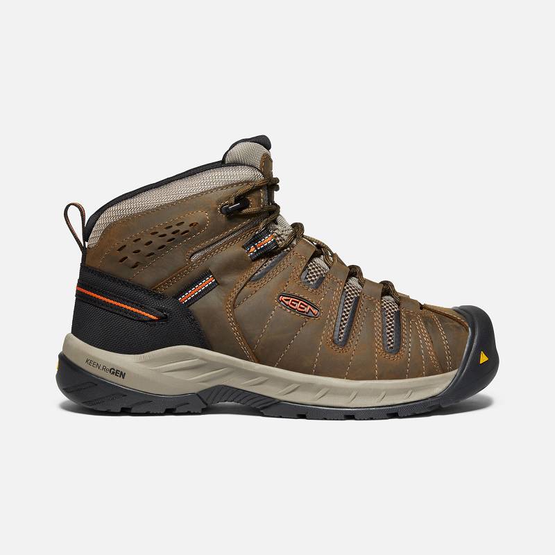 Keen Flint II Soft Toe Arbeitsschuhe Herren DE-32074 Cascade Brown/Burnt Ochre - Keen Herrenschuhe B